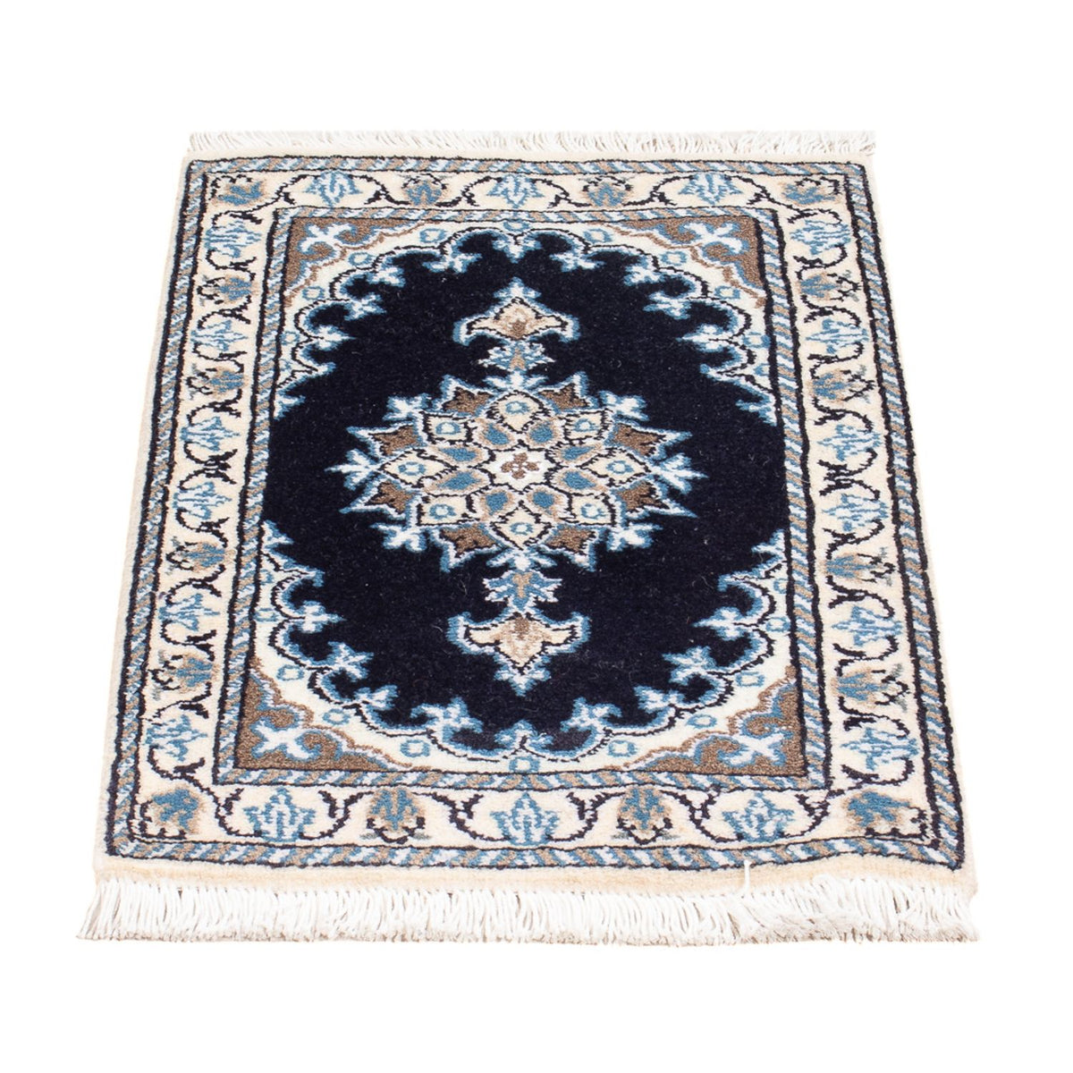 Alfombra Persa - Nain - Real - 60 x 40 cm - azul oscuro