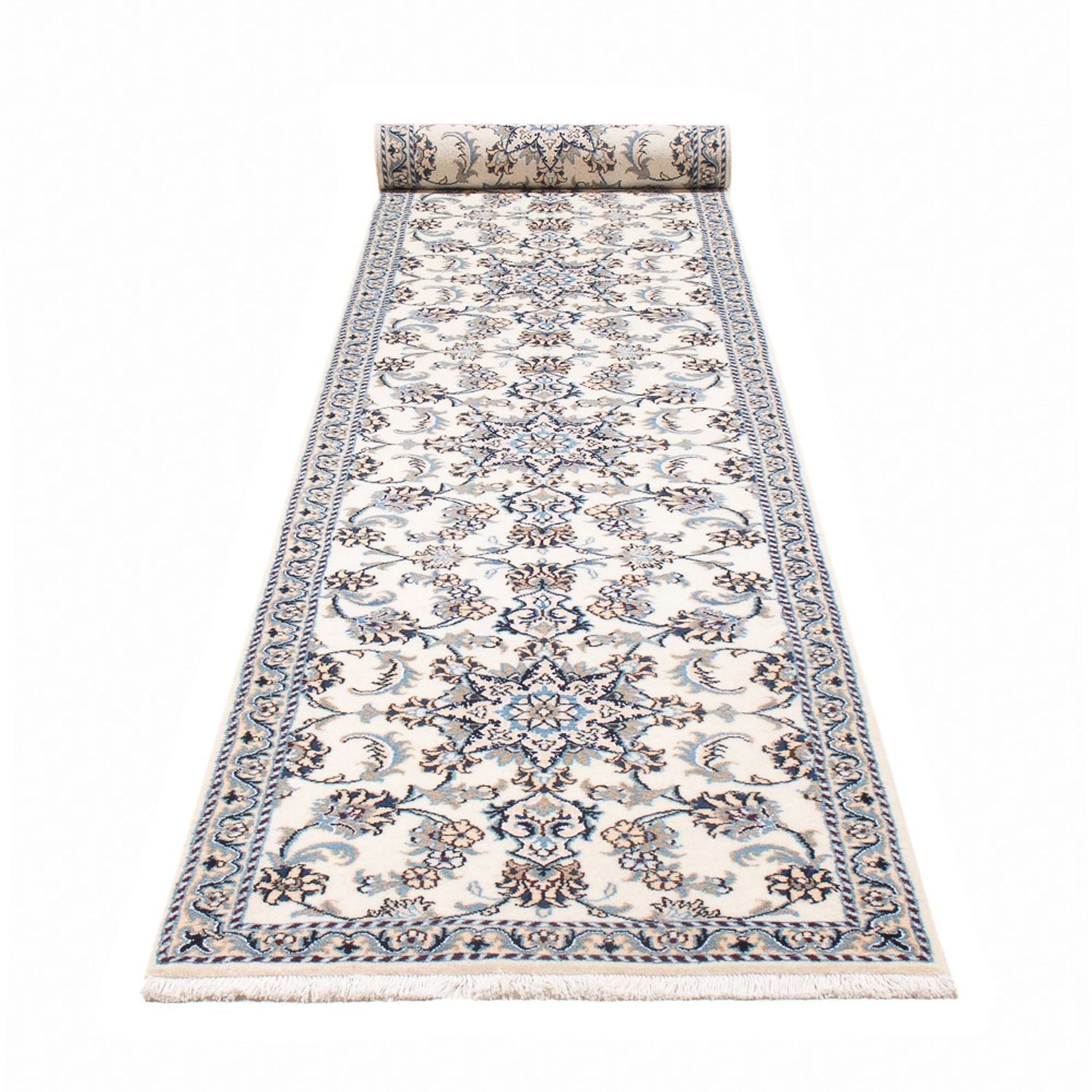 Alfombra de pasillo Alfombra persa - Nain - 393 x 80 cm - plata