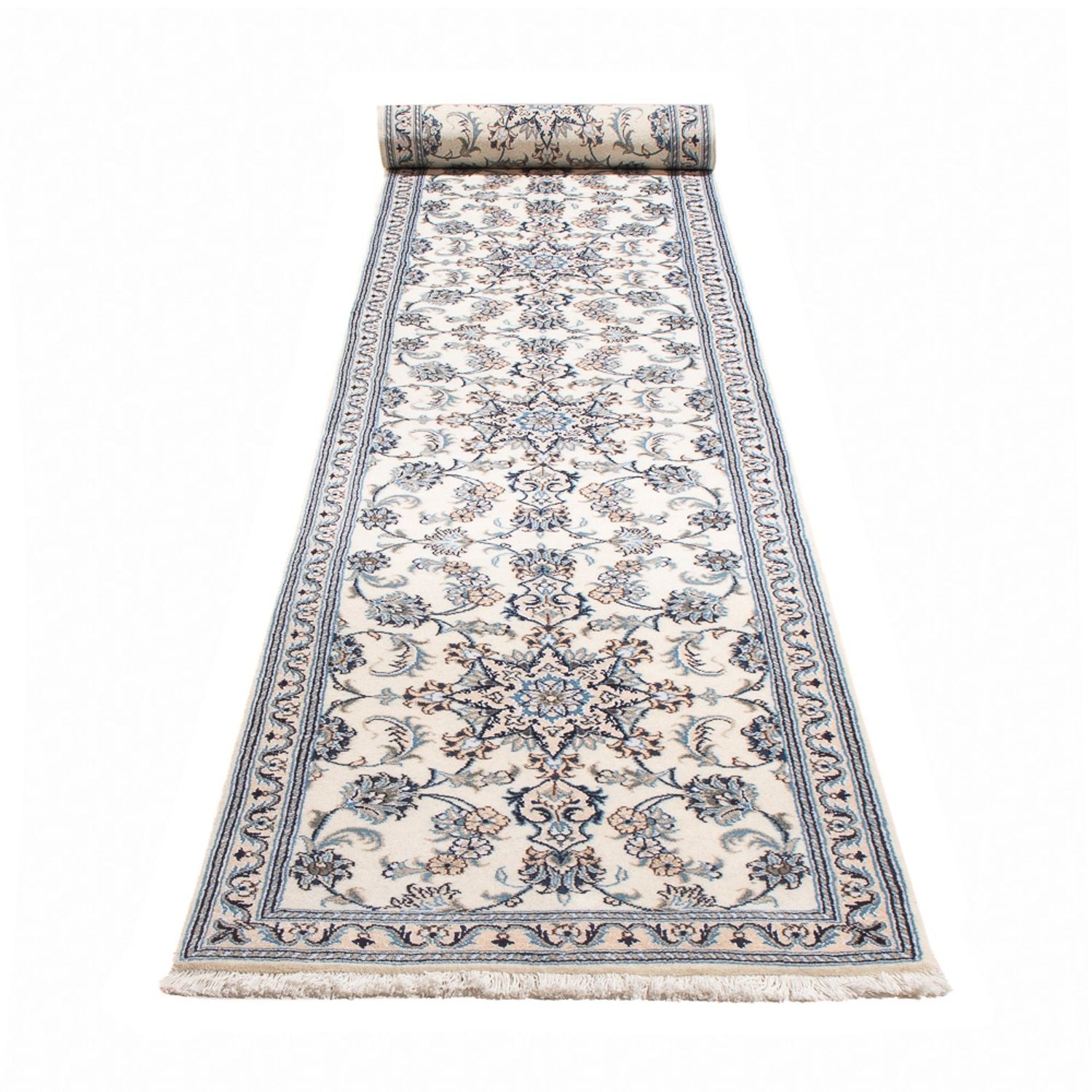 Alfombra de pasillo Alfombra persa - Nain - 400 x 80 cm - plata