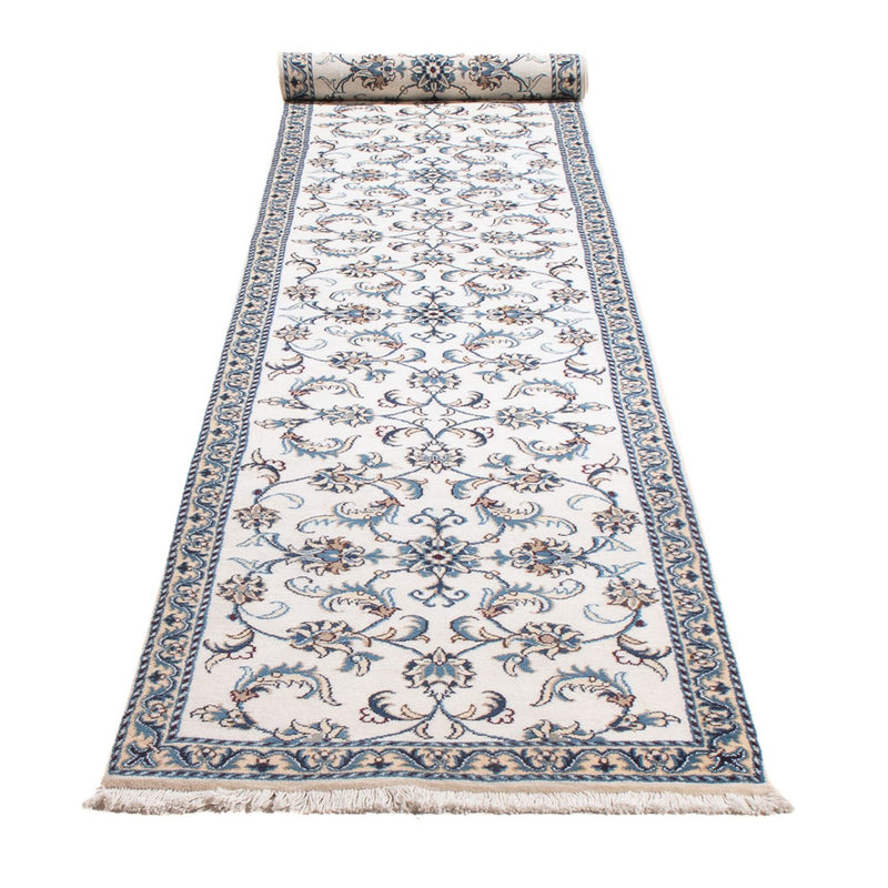 Alfombra de pasillo Alfombra persa - Nain - 393 x 77 cm - plata