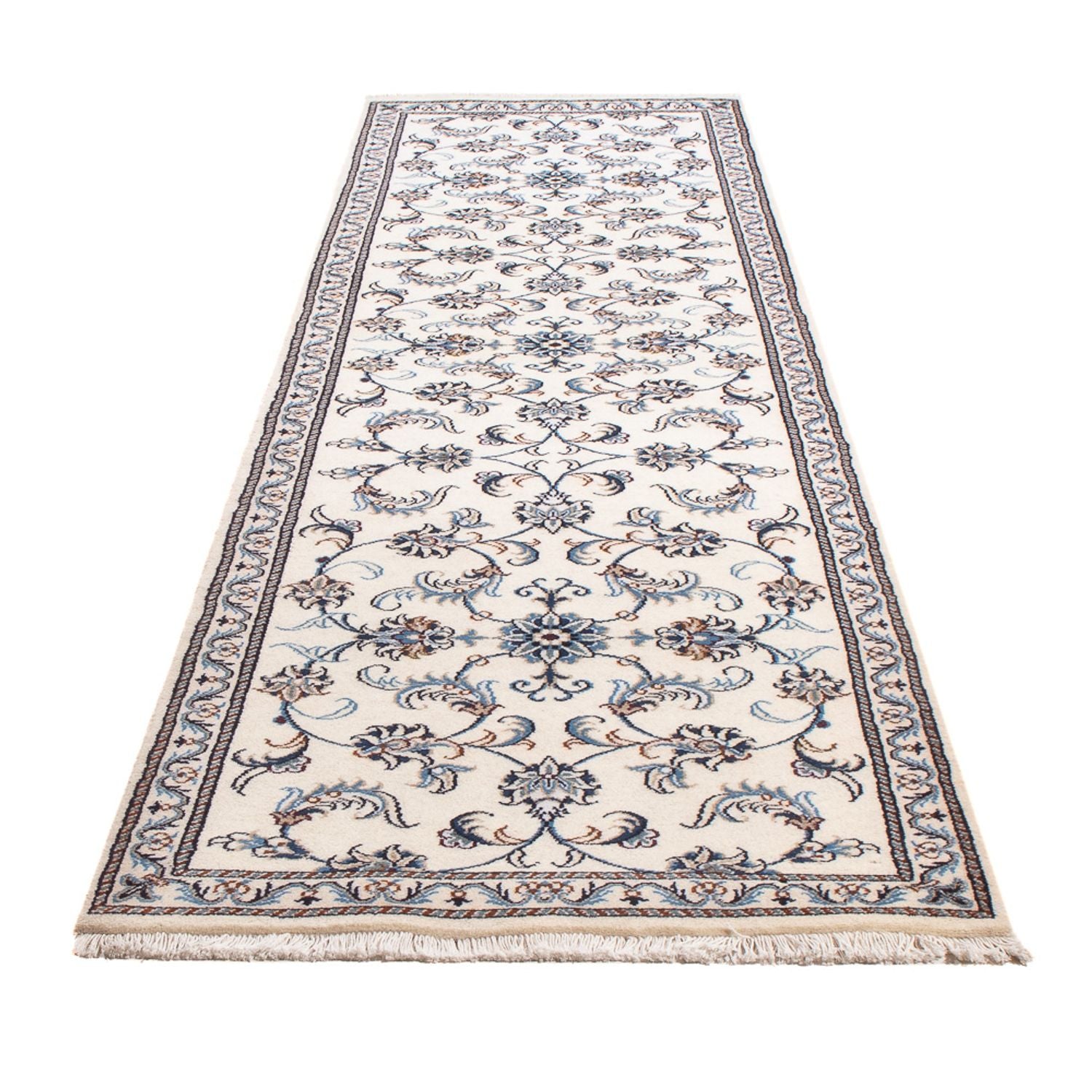 Alfombra de pasillo Alfombra persa - Nain - 295 x 82 cm - plata