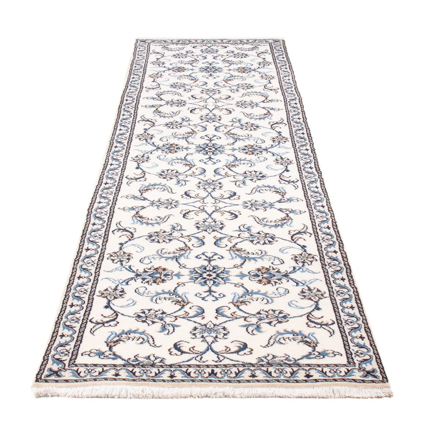 Alfombra de pasillo Alfombra persa - Nain - 292 x 76 cm - plata