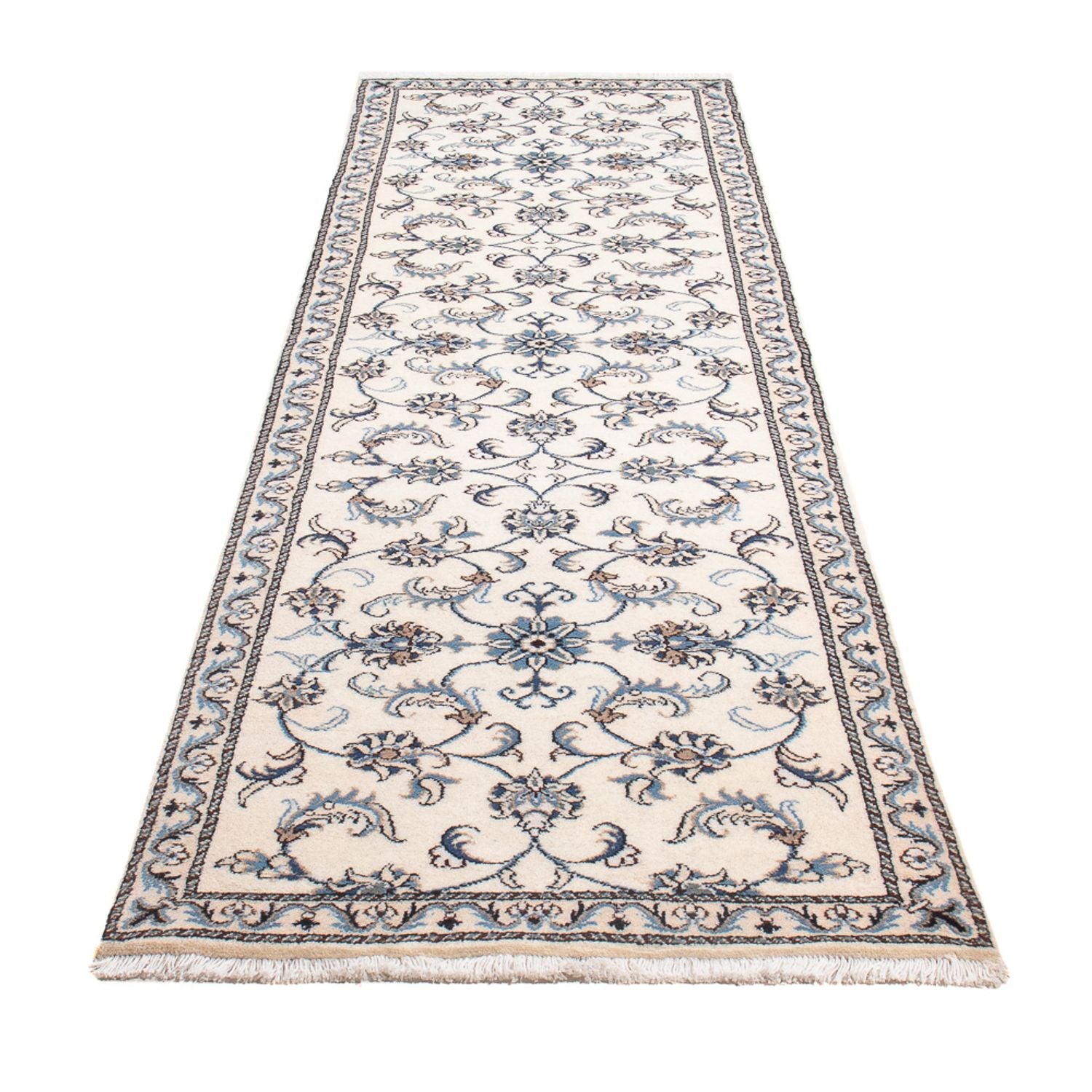 Alfombra de pasillo Alfombra persa - Nain - 286 x 77 cm - plata