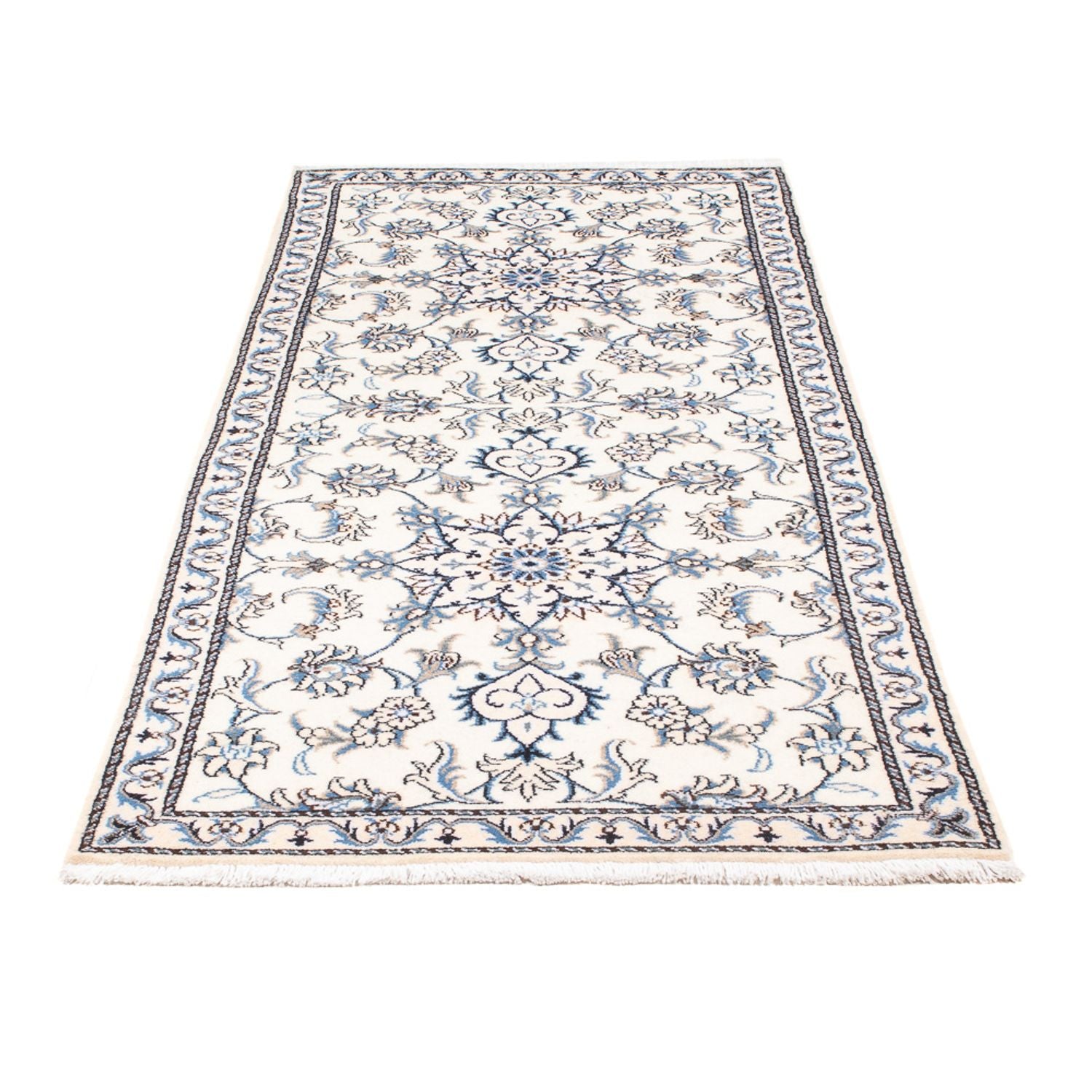 Alfombra de pasillo Alfombra persa - Nain - 200 x 77 cm - plata