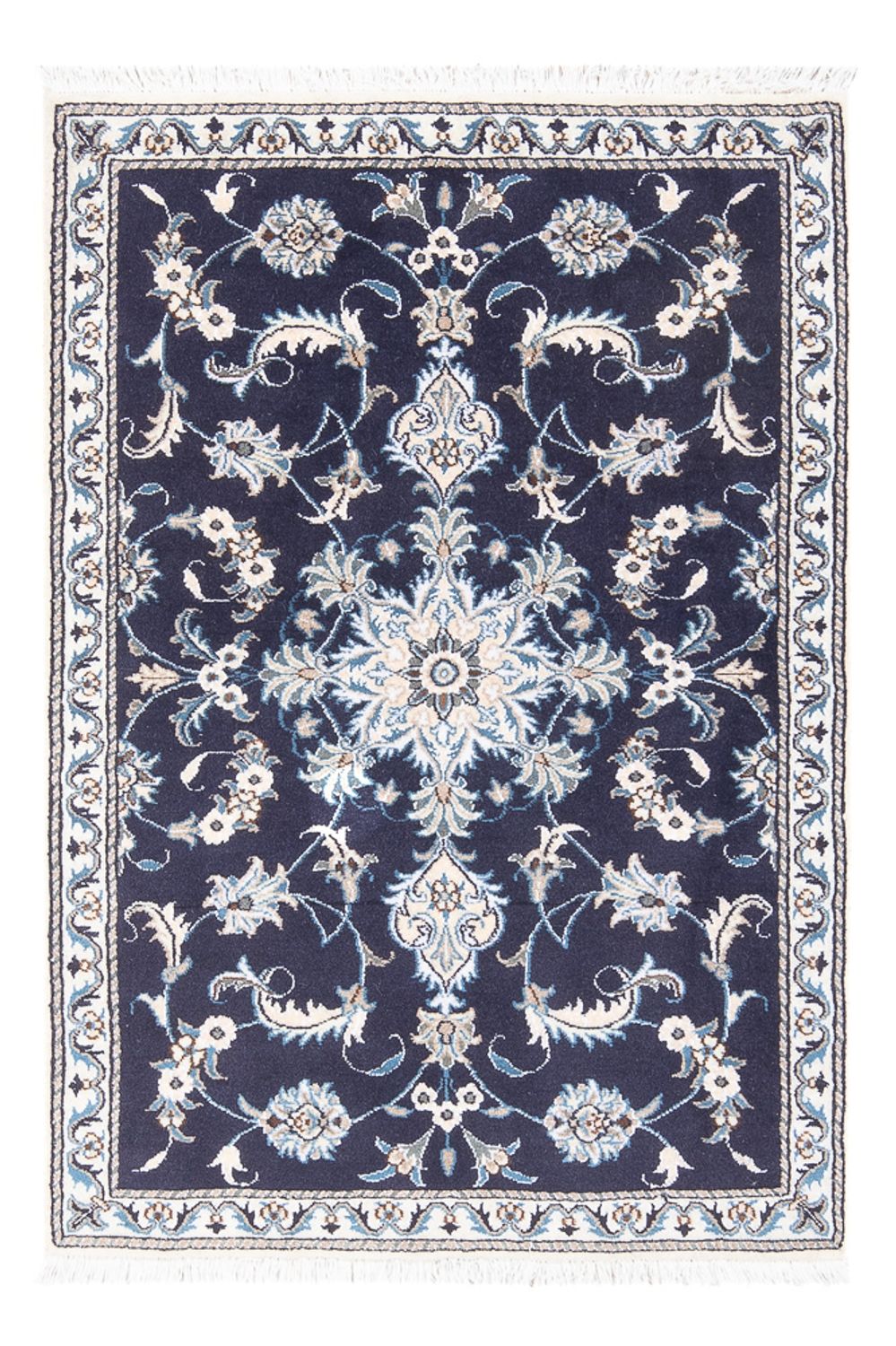 Alfombra persa - Nain - 140 x 90 cm - azul oscuro