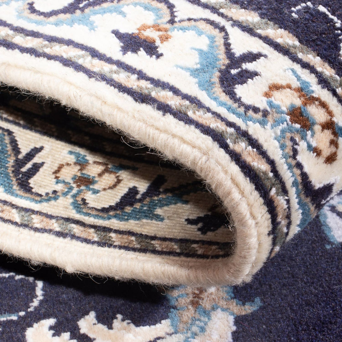 Alfombra persa - Nain - 140 x 90 cm - azul oscuro