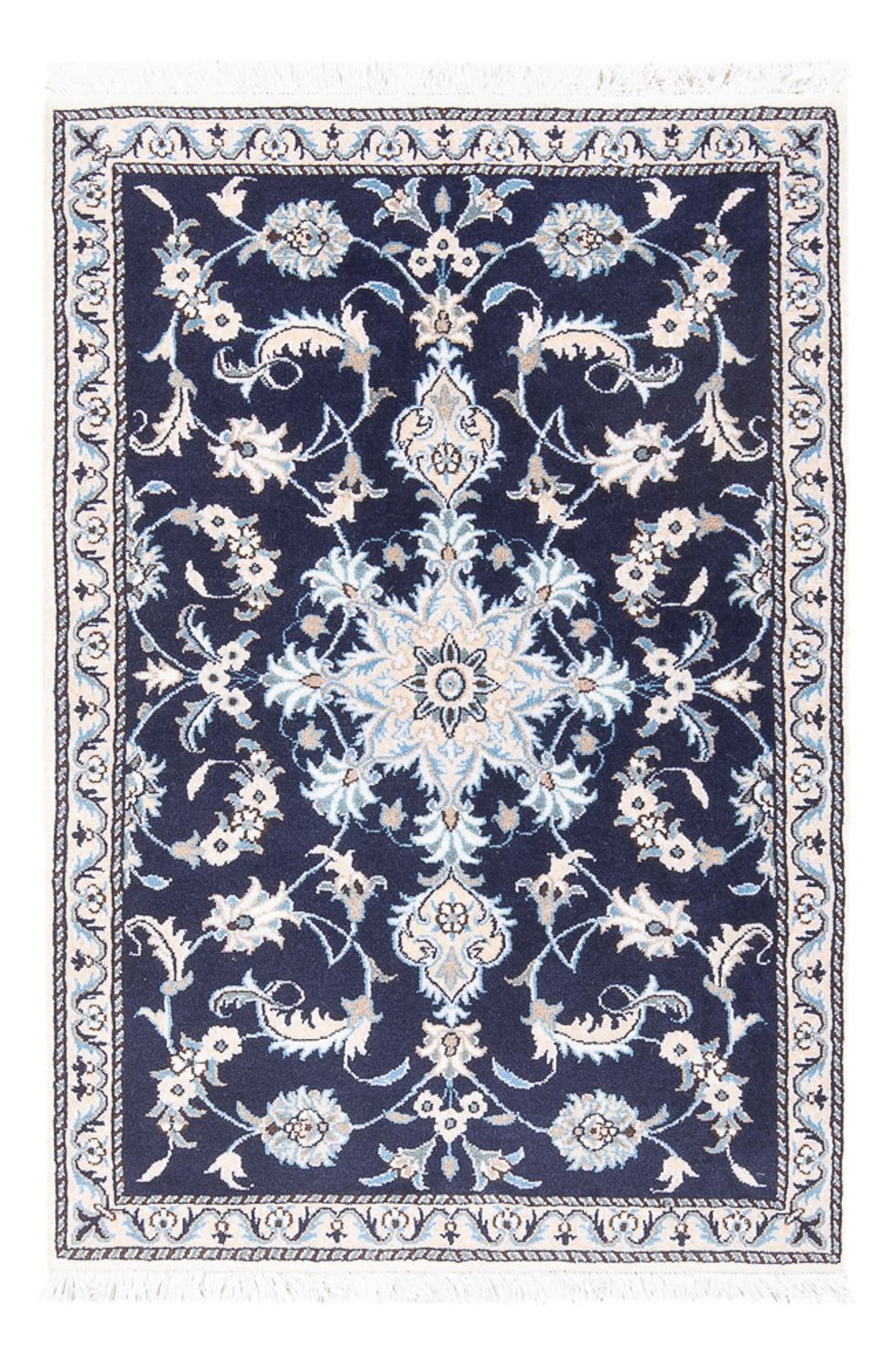 Alfombra persa - Nain - 140 x 90 cm - azul oscuro