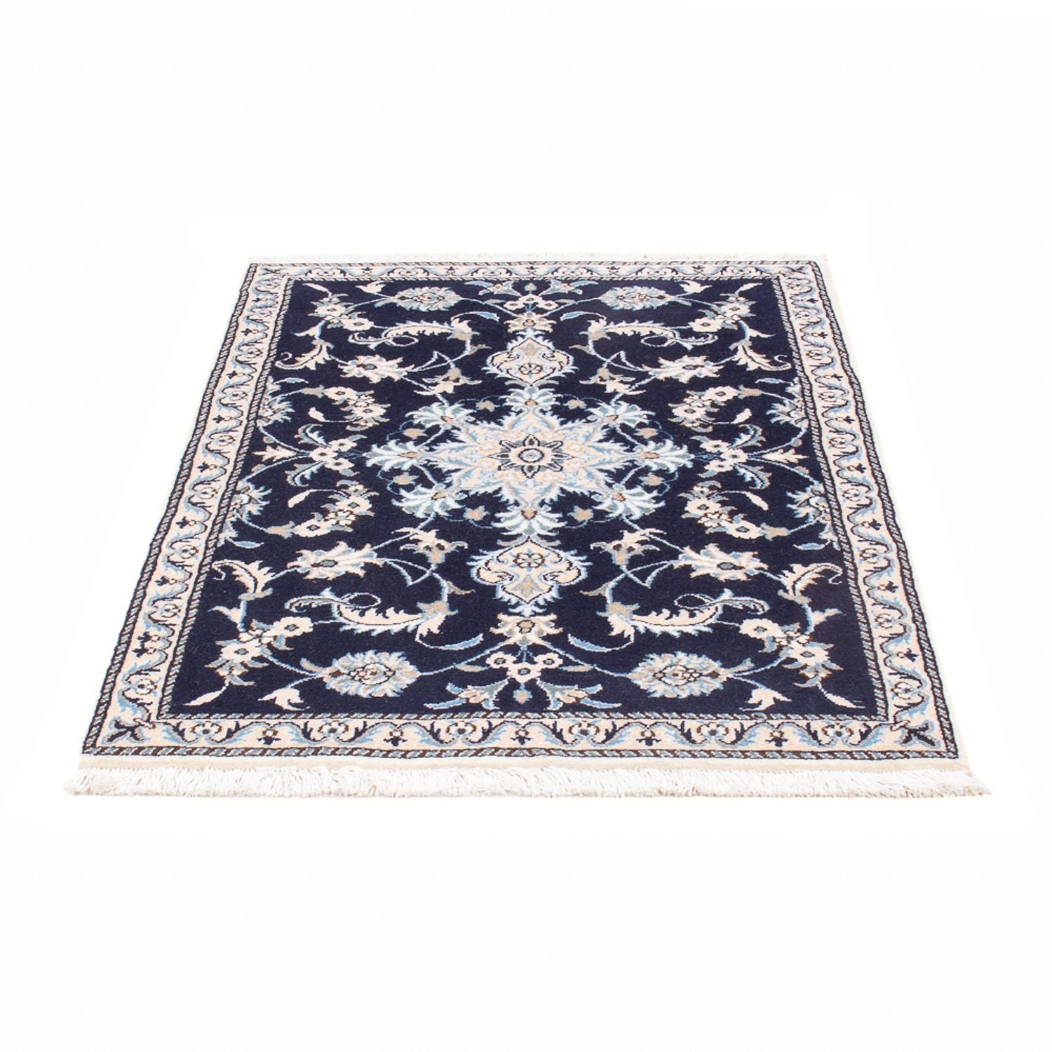 Alfombra persa - Nain - 140 x 90 cm - azul oscuro