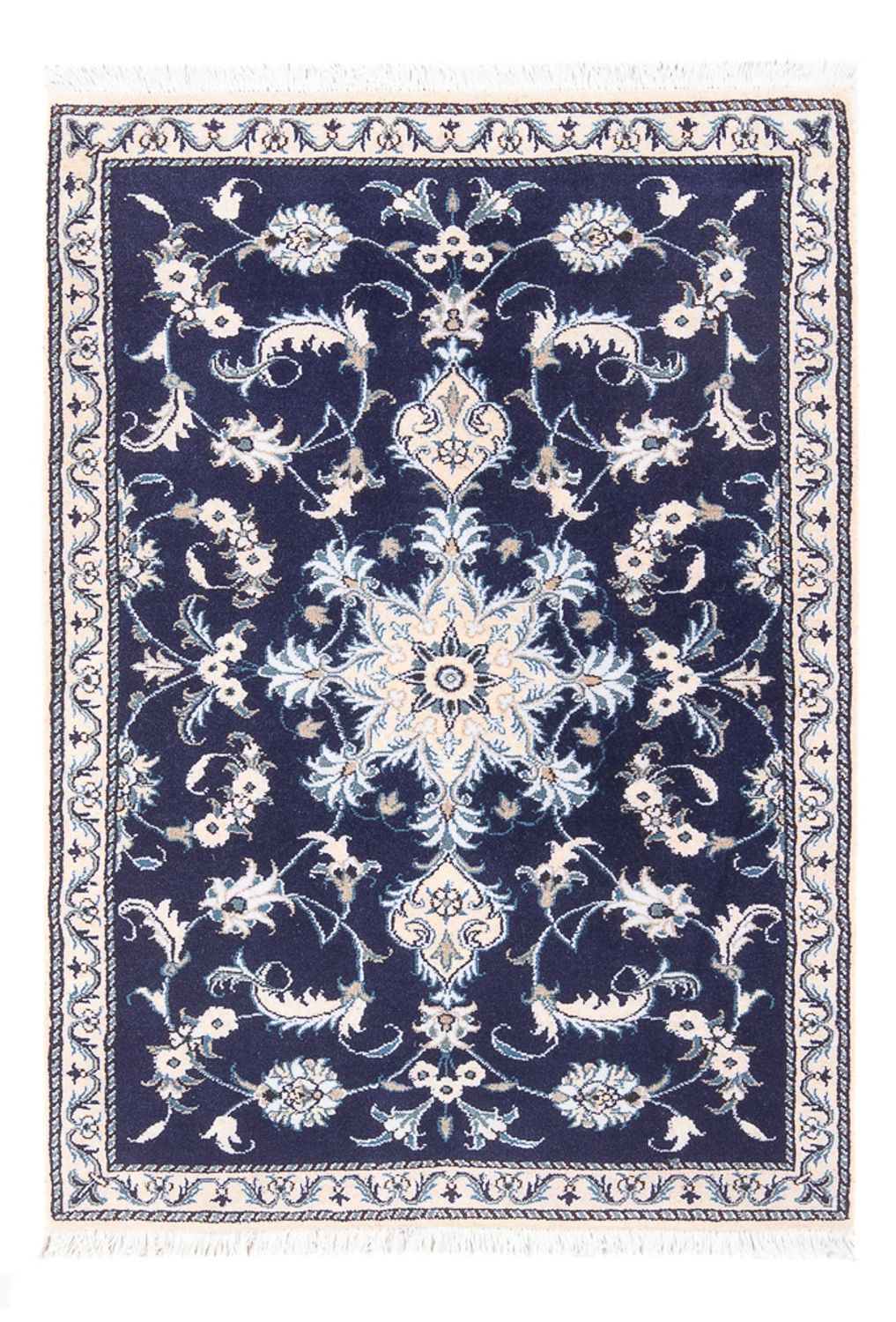 Alfombra persa - Nain - 140 x 90 cm - azul oscuro