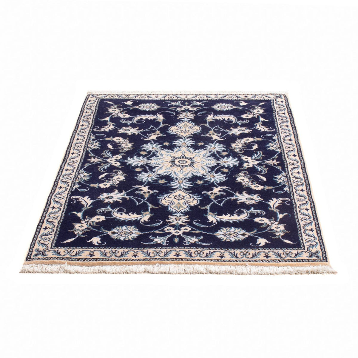 Alfombra persa - Nain - 140 x 90 cm - azul oscuro