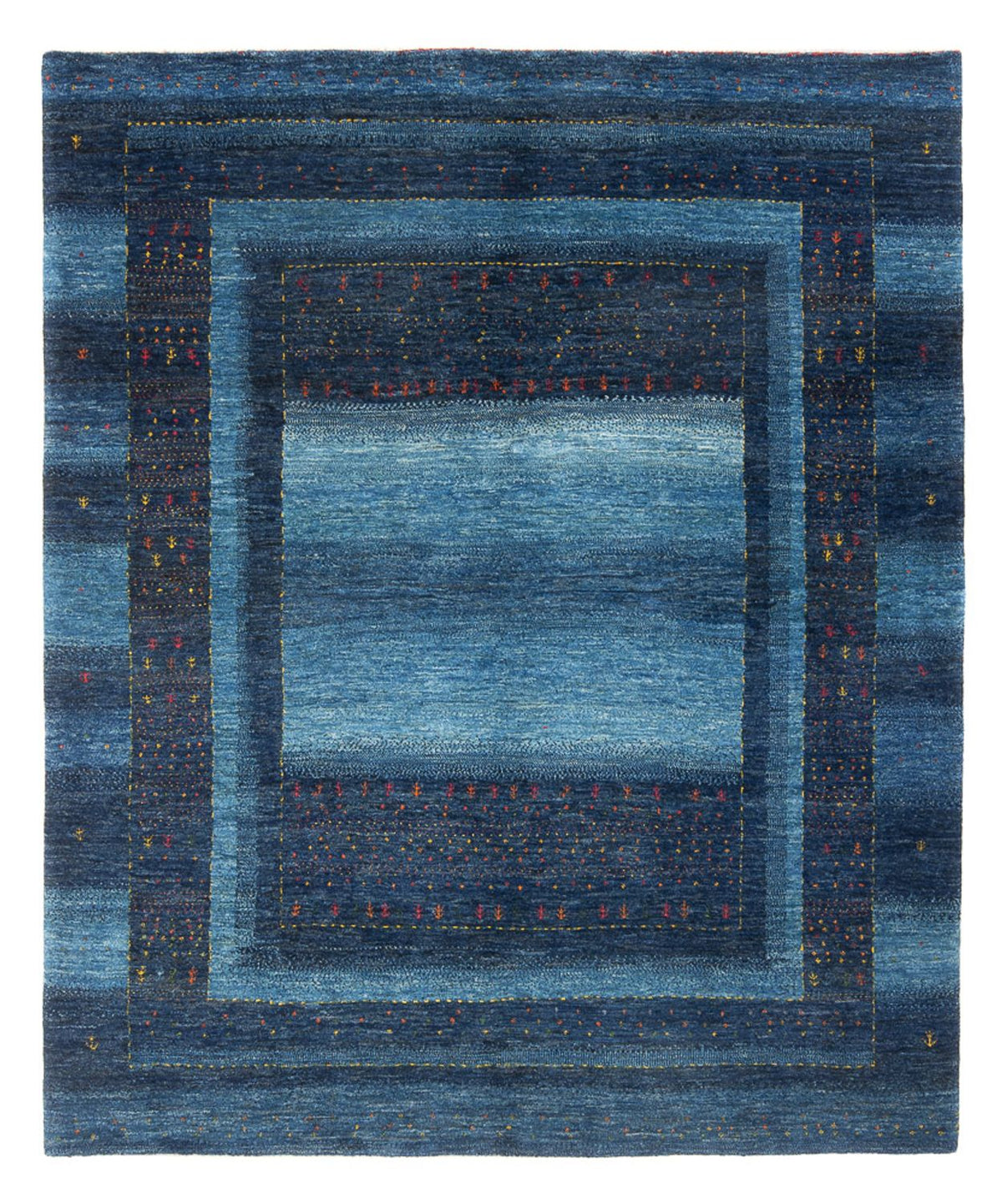 Alfombra Gabbeh - Loribaft Persa - 216 x 183 cm - azul oscuro