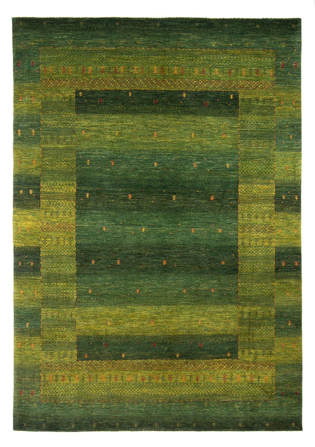 Alfombra Gabbeh - Loribaft Persa - 297 x 200 cm - verde oscuro