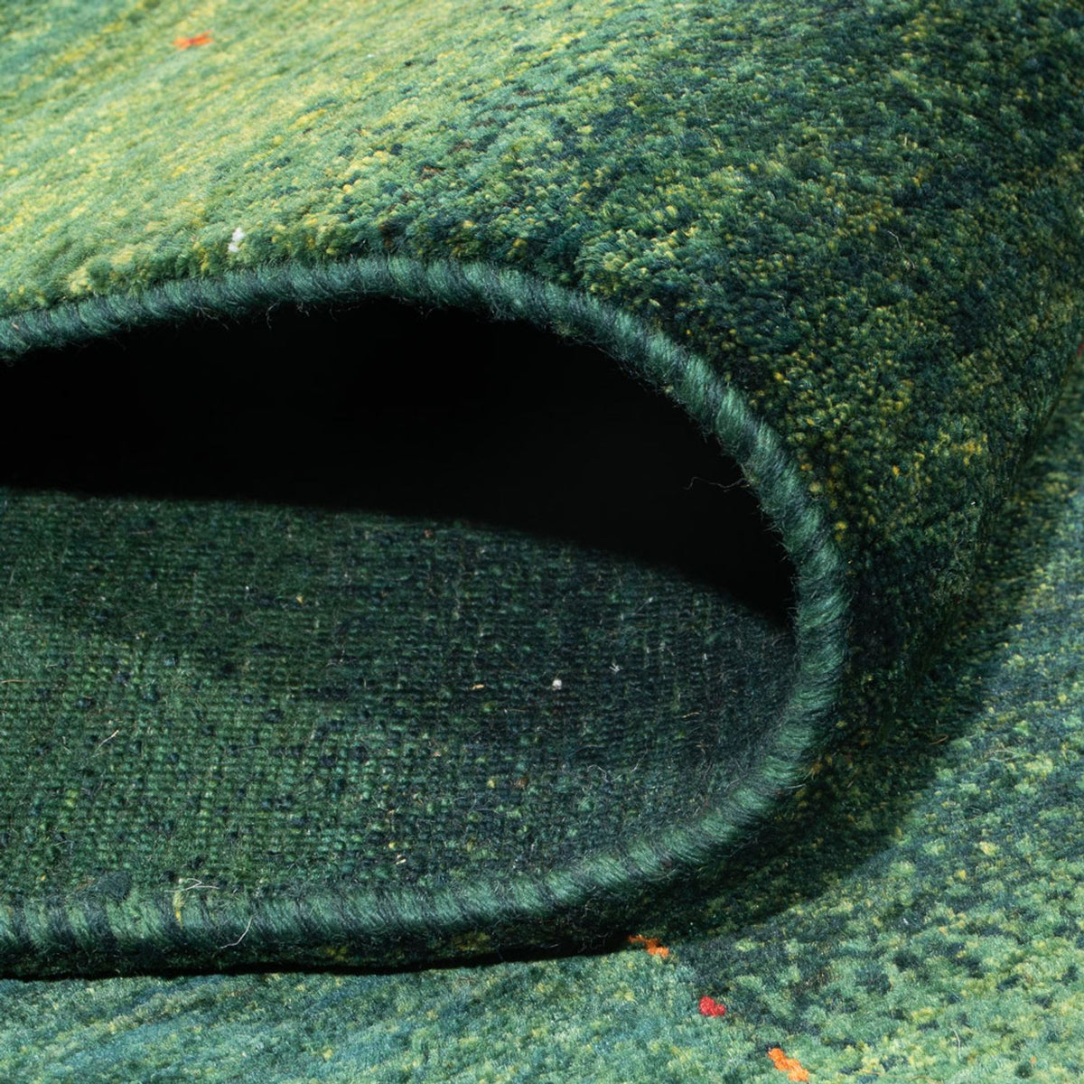 Alfombra Gabbeh - Loribaft Persa - 322 x 213 cm - verde oscuro