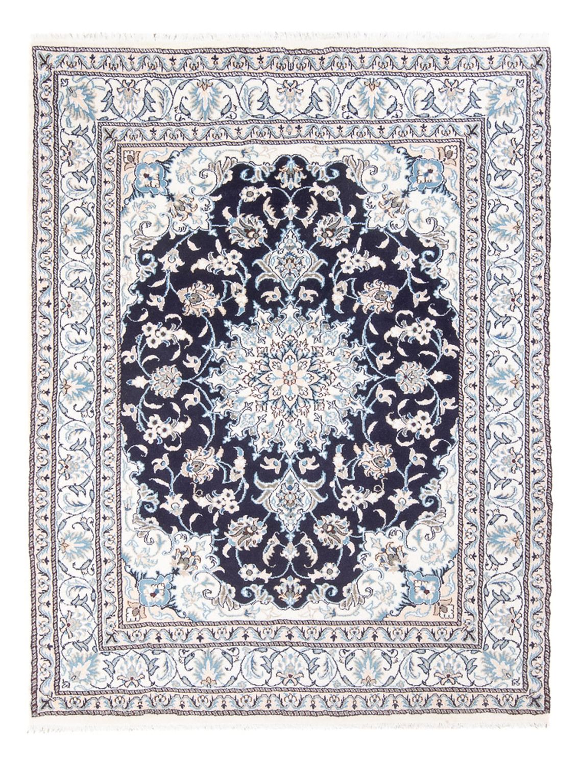 Alfombra Persa - Nain - Real - 198 x 147 cm - azul oscuro