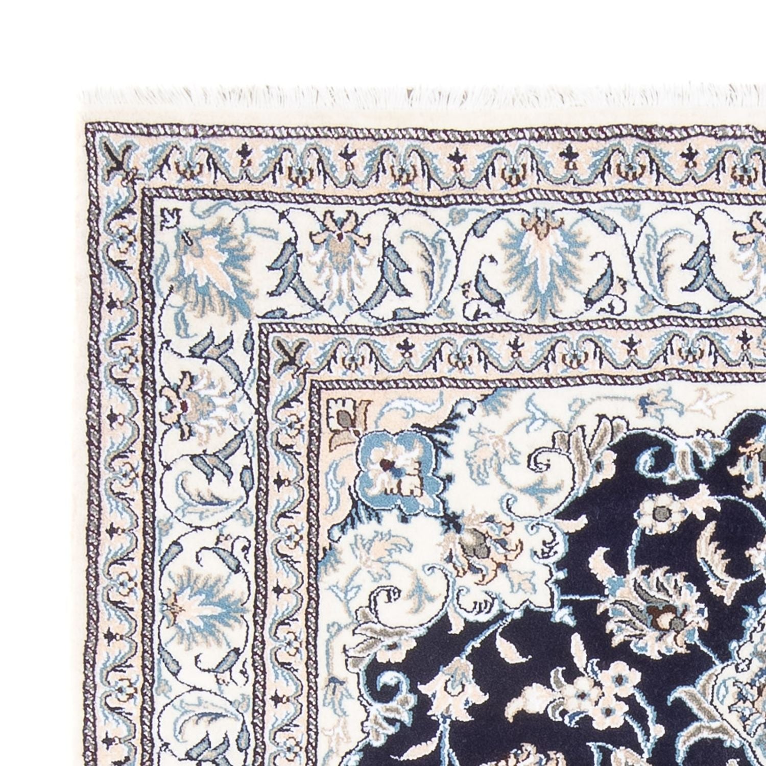 Alfombra Persa - Nain - Real - 198 x 147 cm - azul oscuro