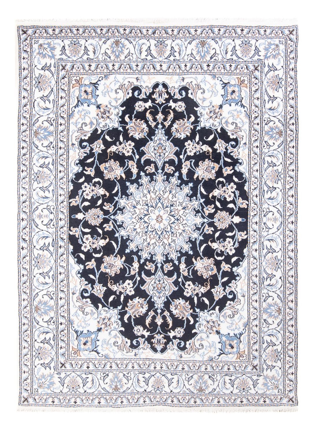 Alfombra Persa - Nain - Real - 210 x 145 cm - azul oscuro