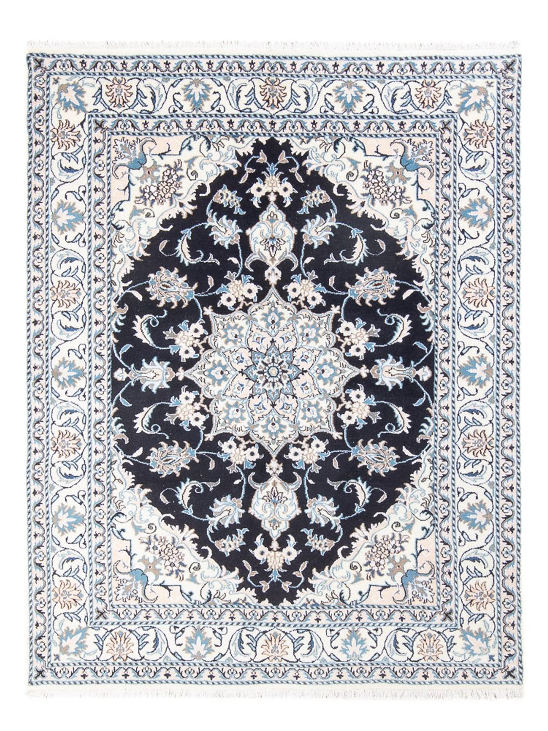 Alfombra Persa - Nain - Real - 192 x 148 cm - azul oscuro