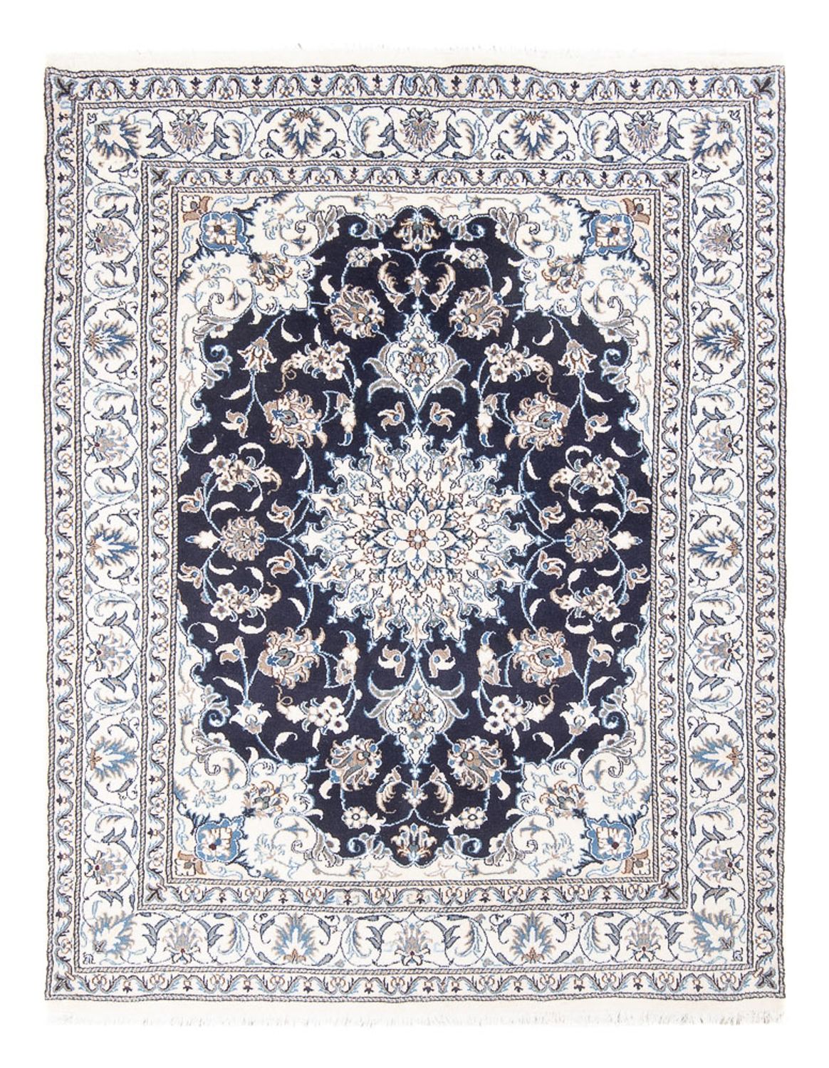 Alfombra Persa - Nain - Real - 197 x 151 cm - azul oscuro