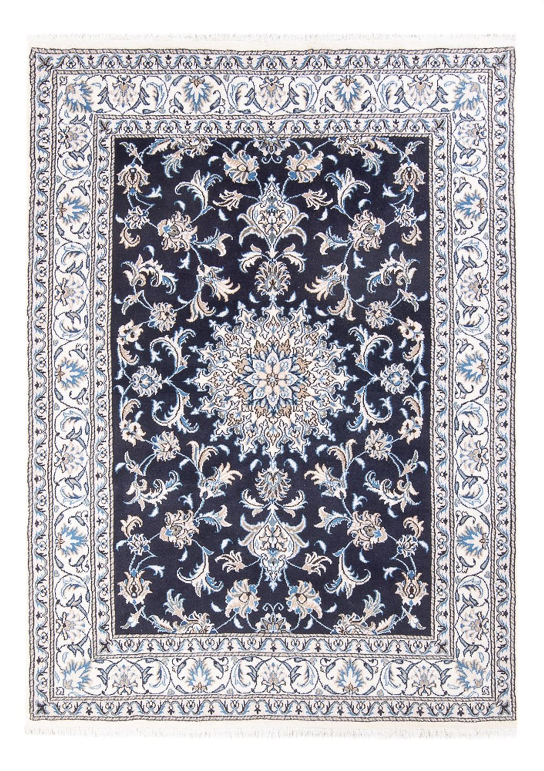 Alfombra Persa - Nain - Real - 212 x 146 cm - azul oscuro