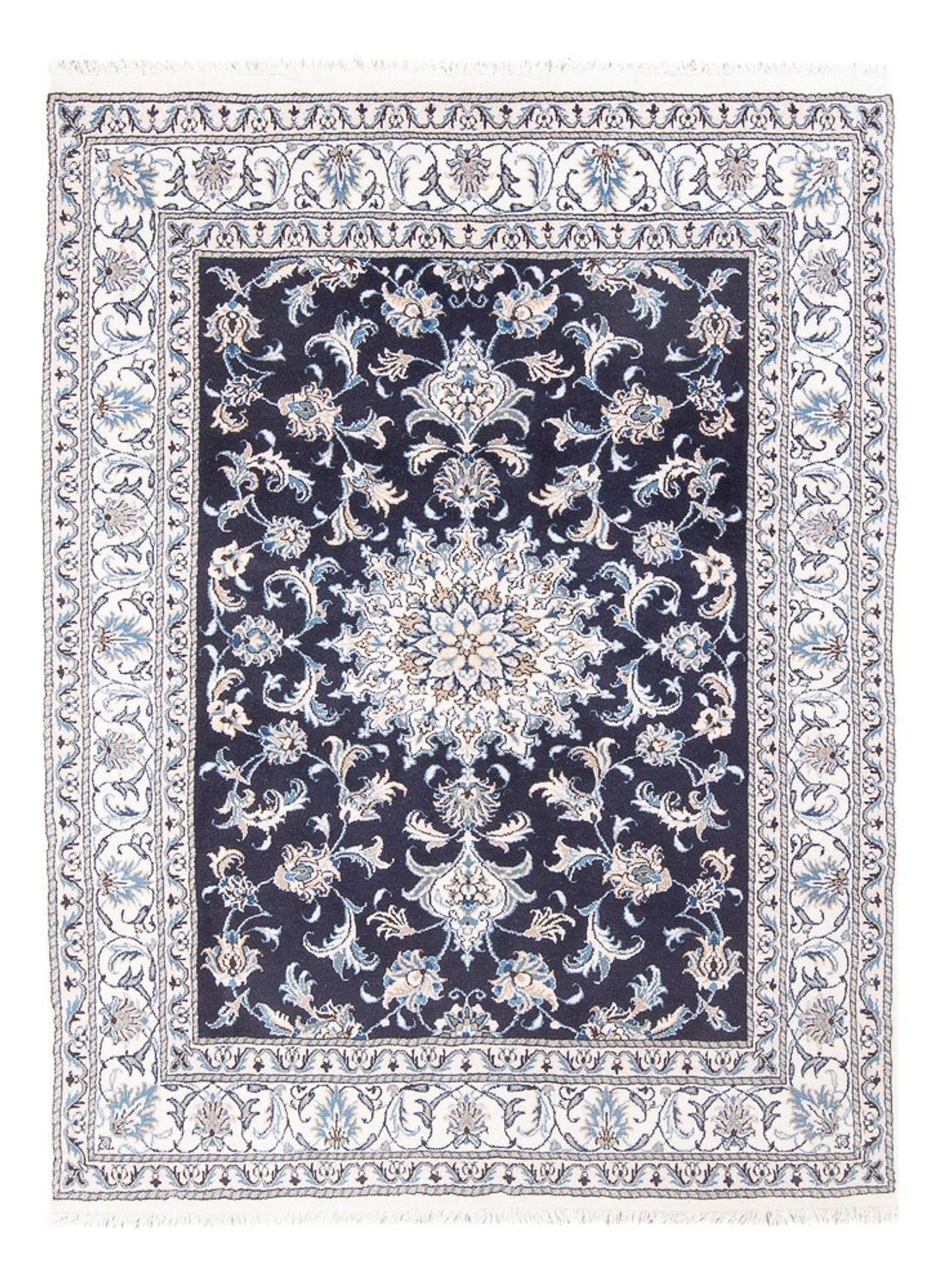 Alfombra Persa - Nain - Real - 196 x 145 cm - azul oscuro