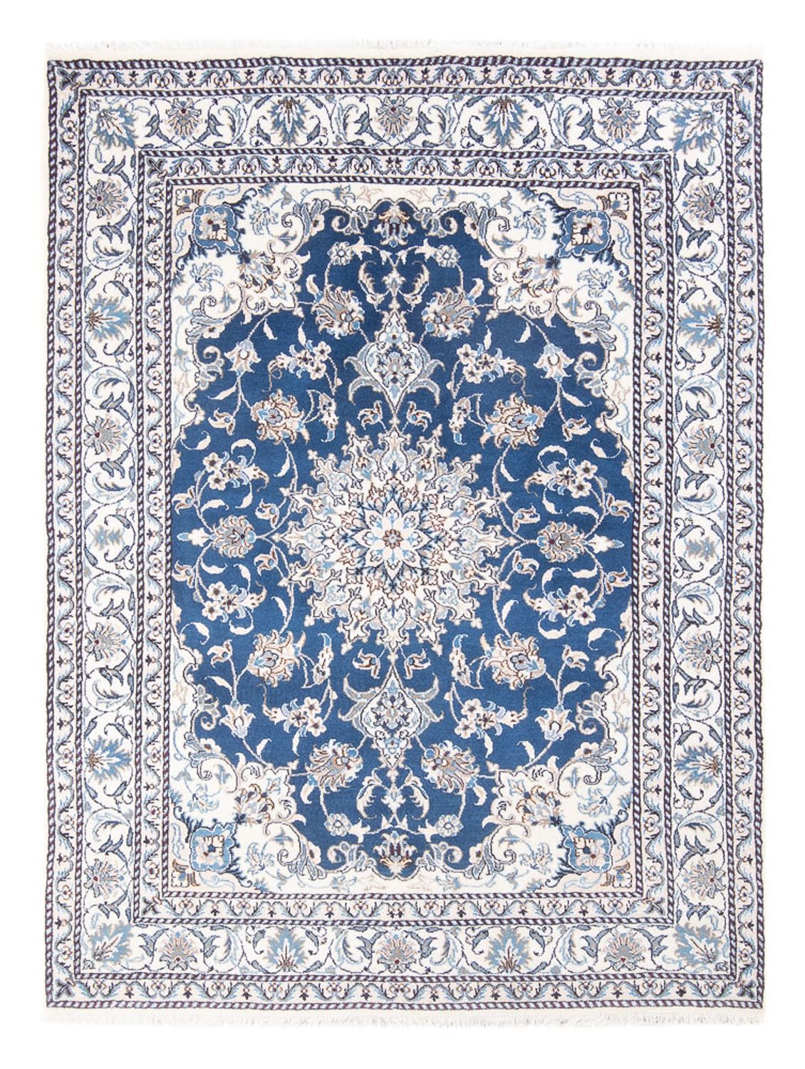 Alfombra Persa - Nain - Real - 205 x 149 cm - azul oscuro