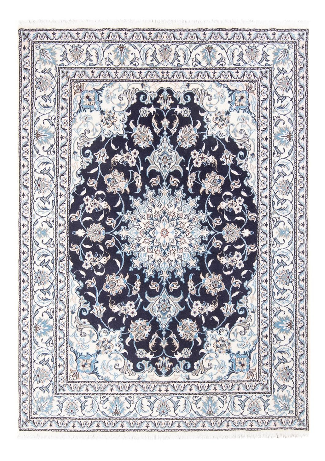 Alfombra Persa - Nain - Real - 198 x 150 cm - azul oscuro