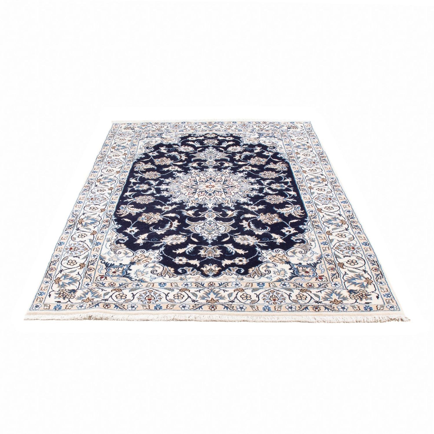 Alfombra persa - Nain - 200 x 120 cm - azul oscuro
