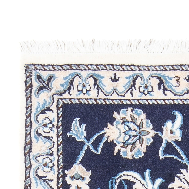 Alfombra persa - Nain - 144 x 70 cm - azul oscuro