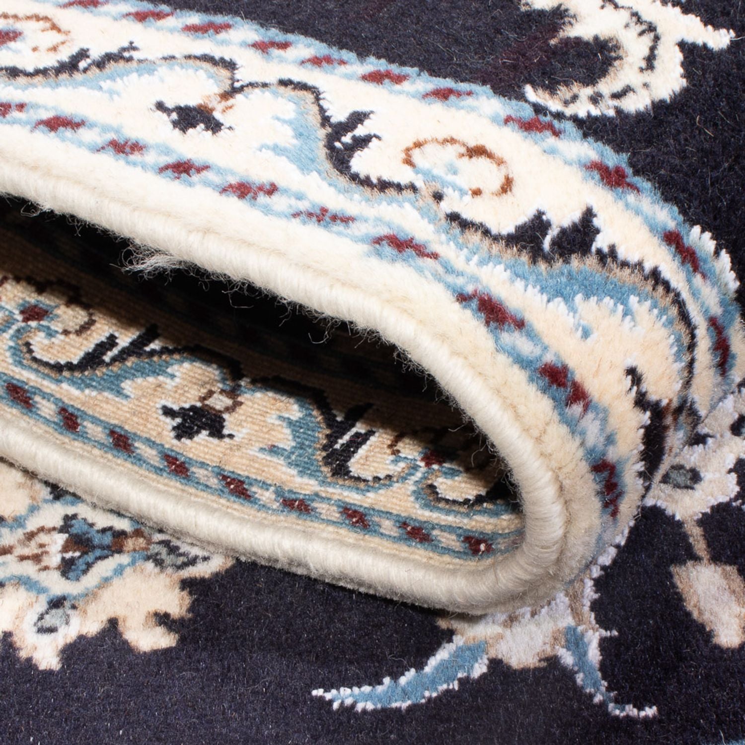 Alfombra persa - Nain - 137 x 89 cm - azul oscuro