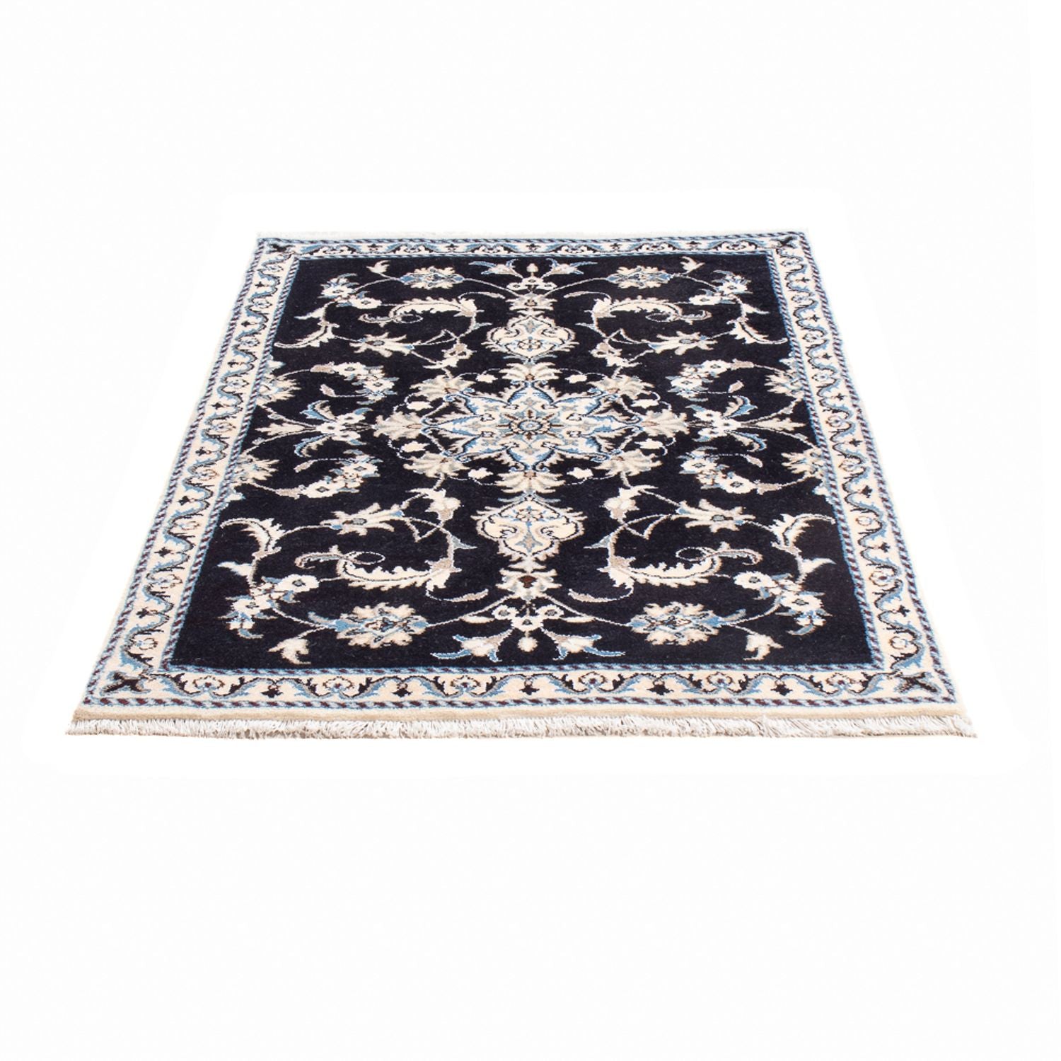 Alfombra persa - Nain - 137 x 89 cm - azul oscuro