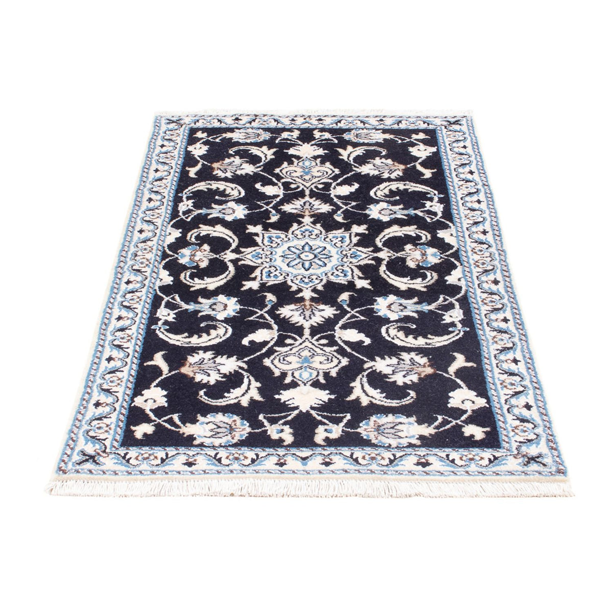 Alfombra persa - Nain - 134 x 70 cm - azul oscuro