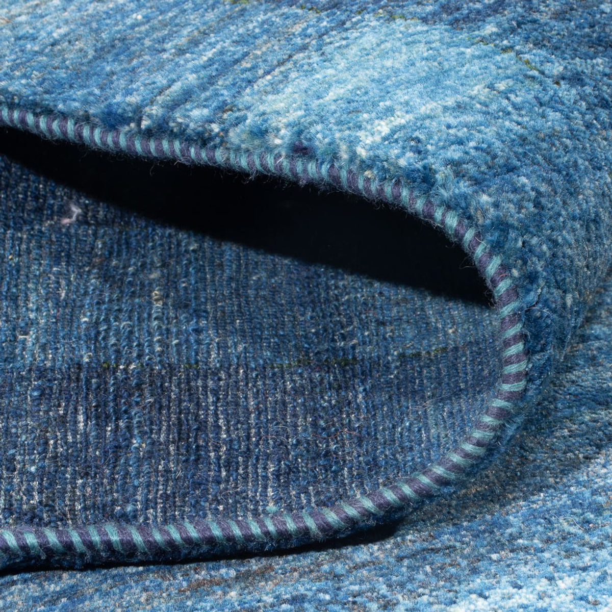 Alfombra Gabbeh - Loribaft Persa - 225 x 186 cm - azul marino