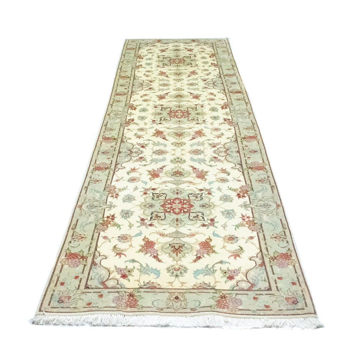 Alfombra de pasillo Alfombra Persa - Tabriz - Real - 338 x 89 cm - beige