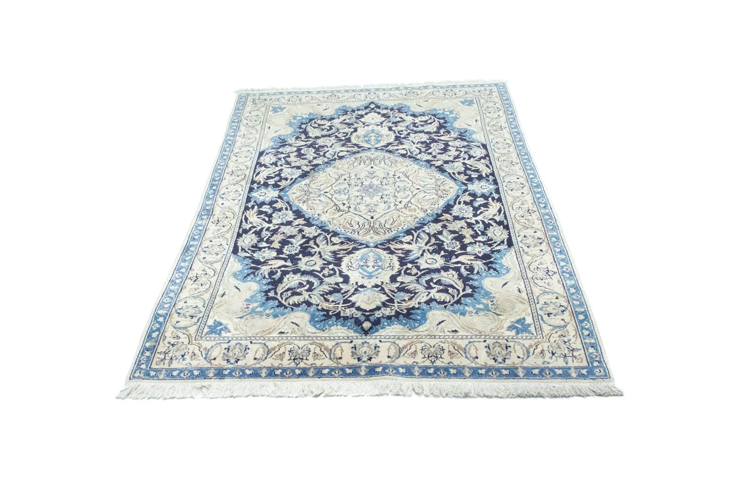 Alfombra persa - Nain - 208 x 125 cm - azul oscuro