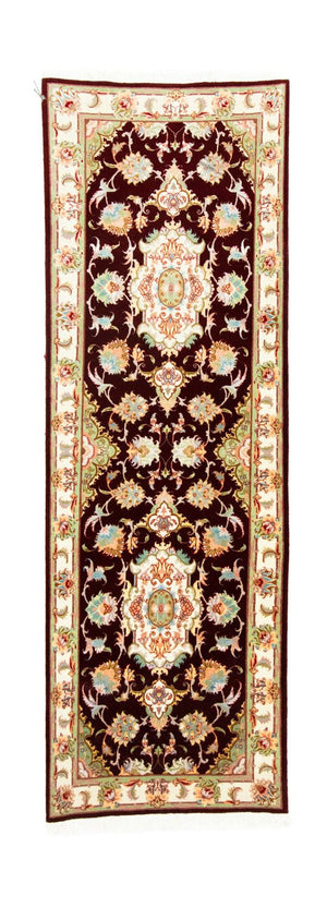 Alfombra de pasillo Alfombra Persa - Tabriz - Real - 227 x 76 cm - rojo oscuro