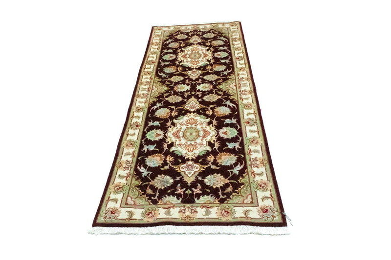 Alfombra de pasillo Alfombra Persa - Tabriz - Real - 227 x 76 cm - rojo oscuro
