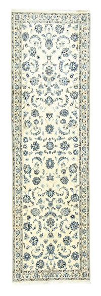 Alfombra de pasillo Alfombra Persa - Nain - Real - 306 x 88 cm - blanco natural