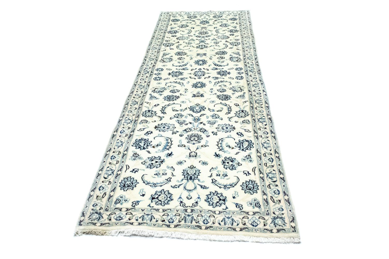 Alfombra de pasillo Alfombra Persa - Nain - Real - 306 x 88 cm - blanco natural