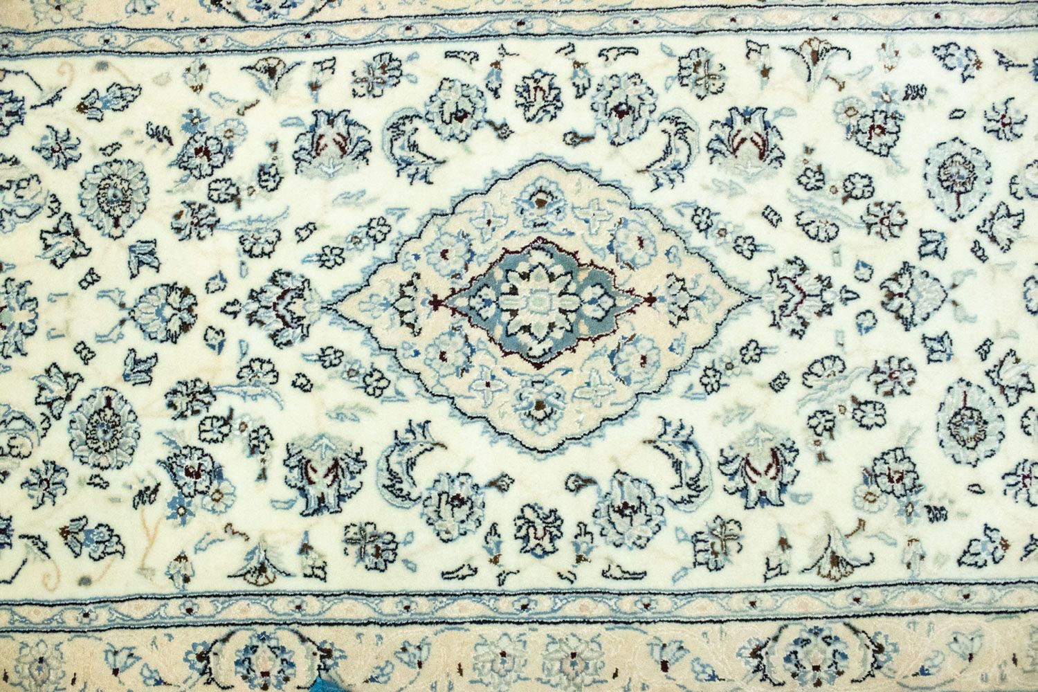 Alfombra de pasillo Alfombra Persa - Nain - Real - 285 x 87 cm - blanco natural