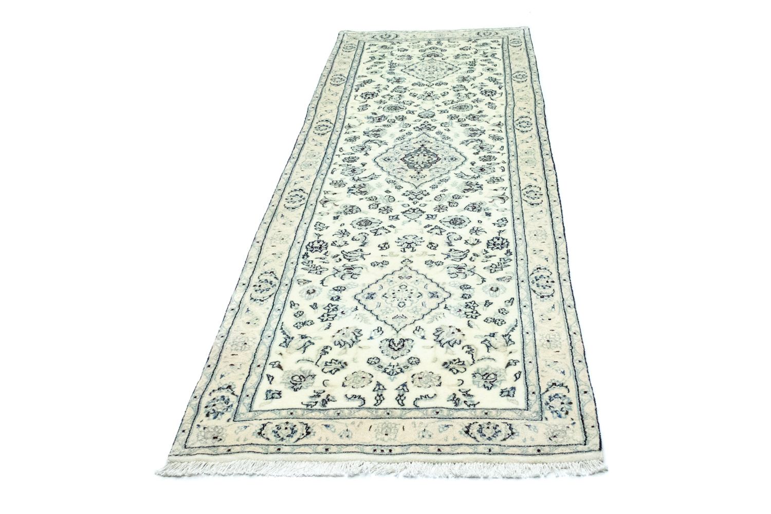 Alfombra de pasillo Alfombra Persa - Nain - Real - 285 x 87 cm - blanco natural