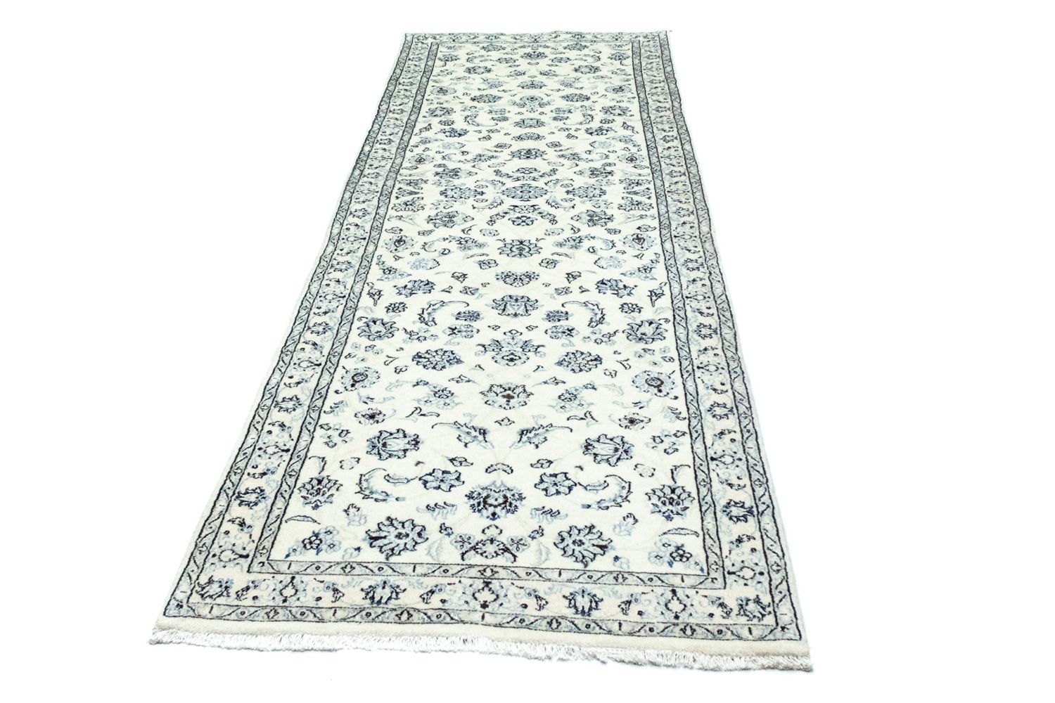 Alfombra de pasillo Alfombra Persa - Nain - Real - 295 x 90 cm - blanco natural