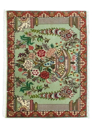 Alfombra Persa - Tabriz - Real - 83 x 62 cm - verde