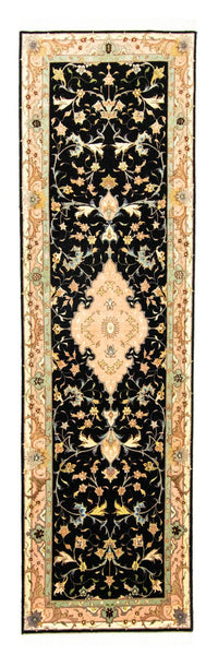 Alfombra de pasillo Alfombra Persa - Tabriz - Real - 294 x 85 cm - negro