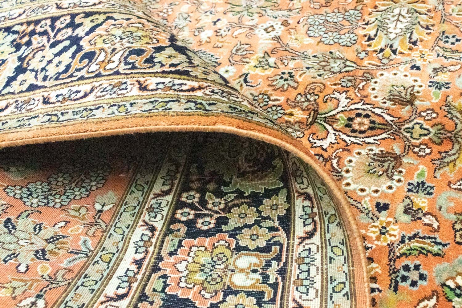 Alfombra de seda - Seda de Cachemira - 181 x 130 cm - óxido