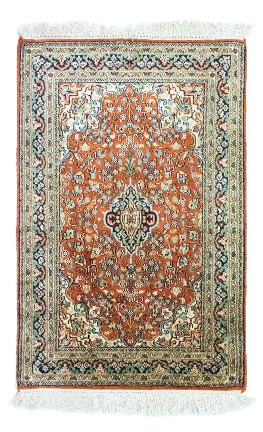 Alfombra de seda - Seda de Cachemira - 94 x 63 cm - óxido
