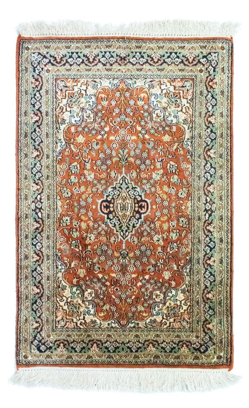 Alfombra de seda - Seda de Cachemira - 94 x 63 cm - óxido