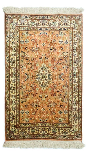 Alfombra de seda - Seda de Cachemira - 95 x 61 cm - óxido