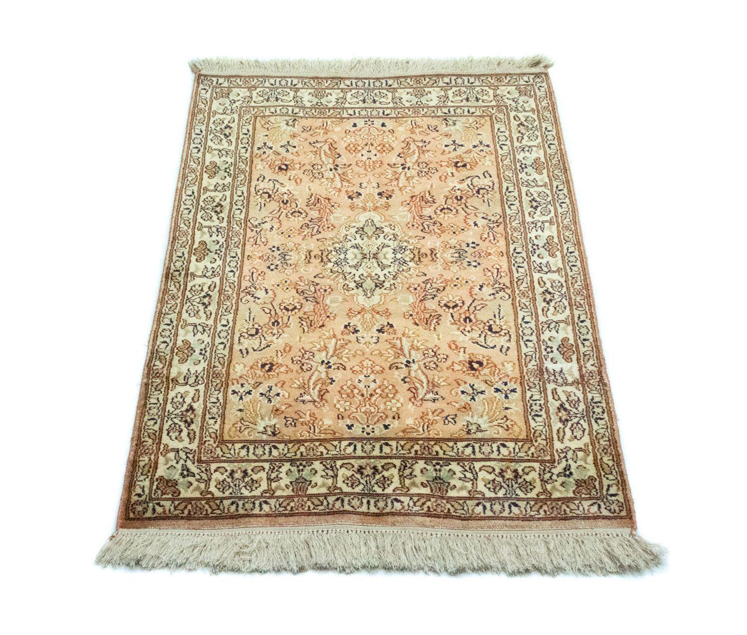 Alfombra de seda - Seda de Cachemira - 95 x 61 cm - óxido