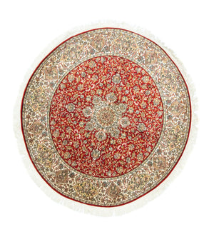 Alfombra de seda - Seda de Cachemira cuadrado  - 158 x 150 cm - rojo