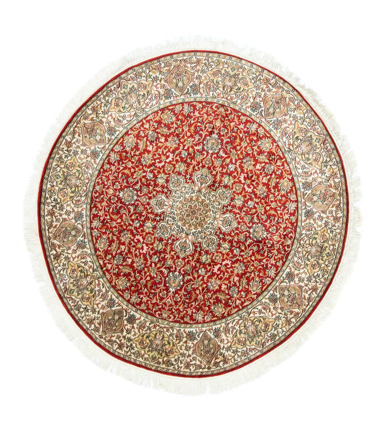 Alfombra de seda - Seda de Cachemira cuadrado  - 158 x 150 cm - rojo